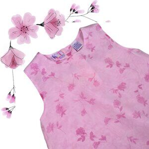 Vintage KT Kids Girls Floral Pink A-Line Dress Size 3T